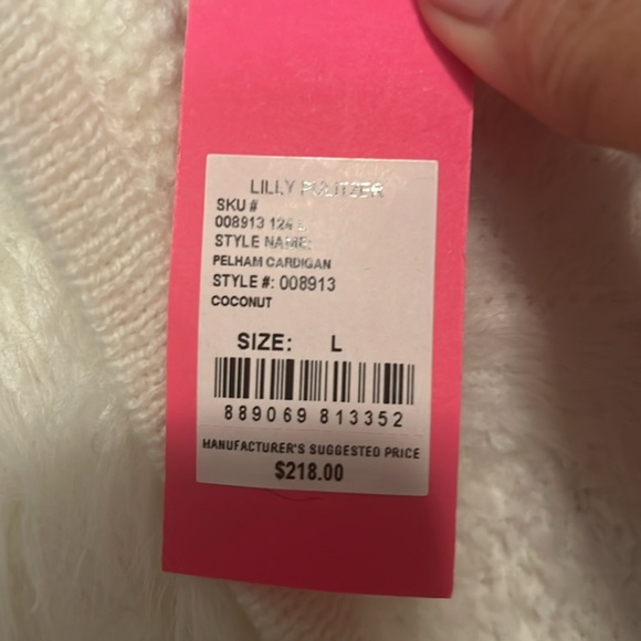 Lilly Pulitzer NWT Pelham Cardigan Coconut Cream Faux Fur $218 Large Winter - Picture 6 of 8
